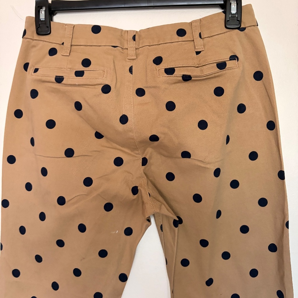 J.Crew High Rise Girlfriend Chino Polka-Dot Pants Sz 8 - Picture 13 of 15